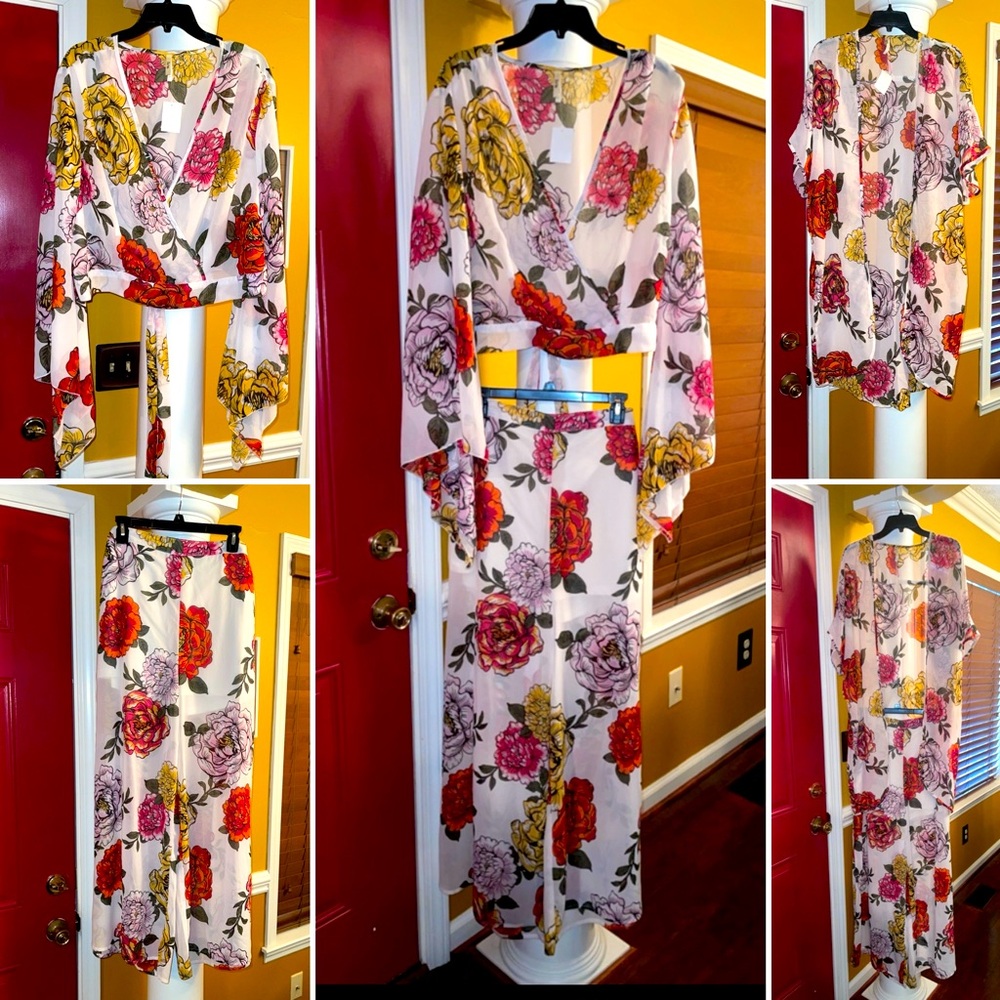 COPY - 3 Piece Floral Maxi Wide Leg Pants Set
